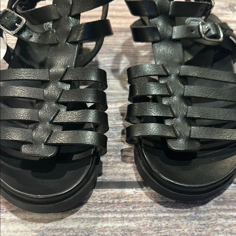 Girls Sz 3 Wonder Nation Black Strappy Sandals • NWT!